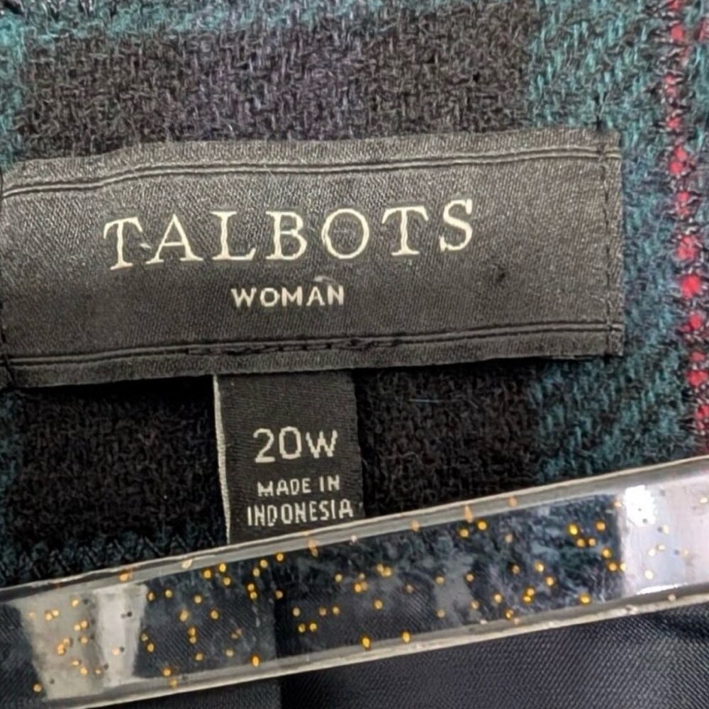 Talbots Plaid 2 Button Blazer Womens Size 20W Blue Green Tartan Wool Blend - Picture 5 of 6